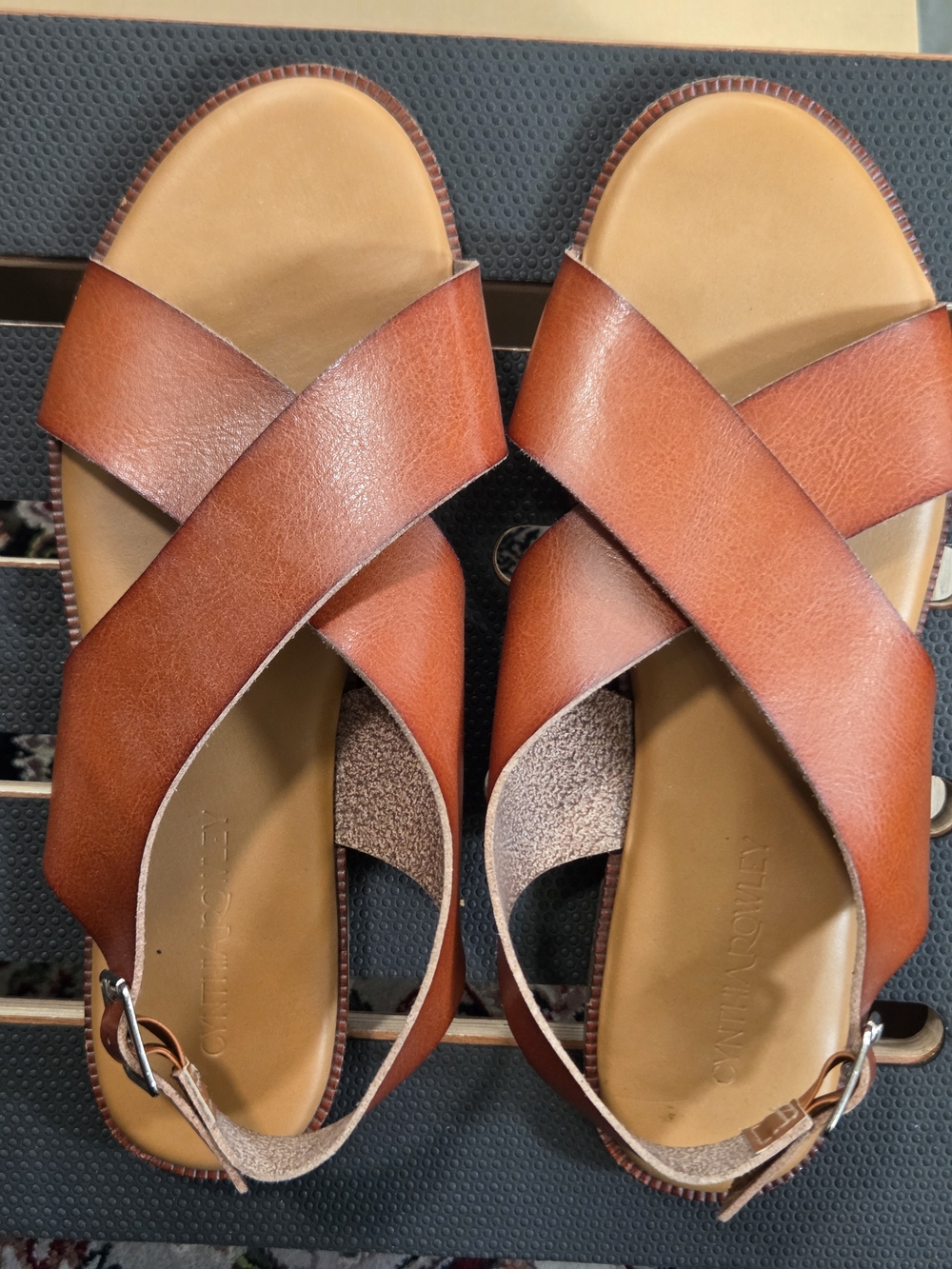 Women's Tan Leather Crisscross Sandals